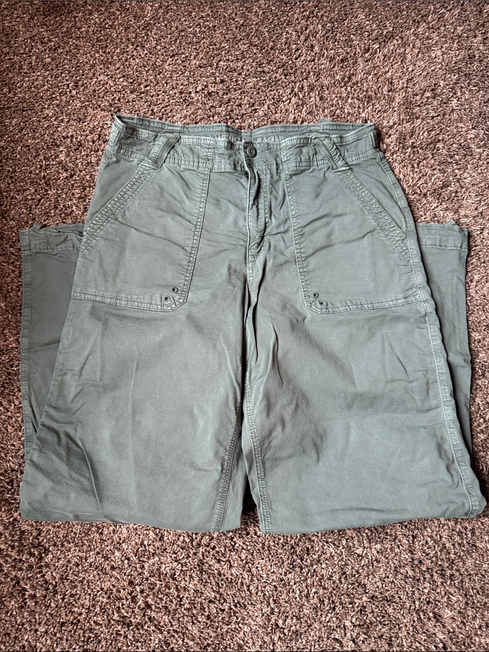 American Eagle Outfitters Wide-Leg Utility Pants in Olive Green